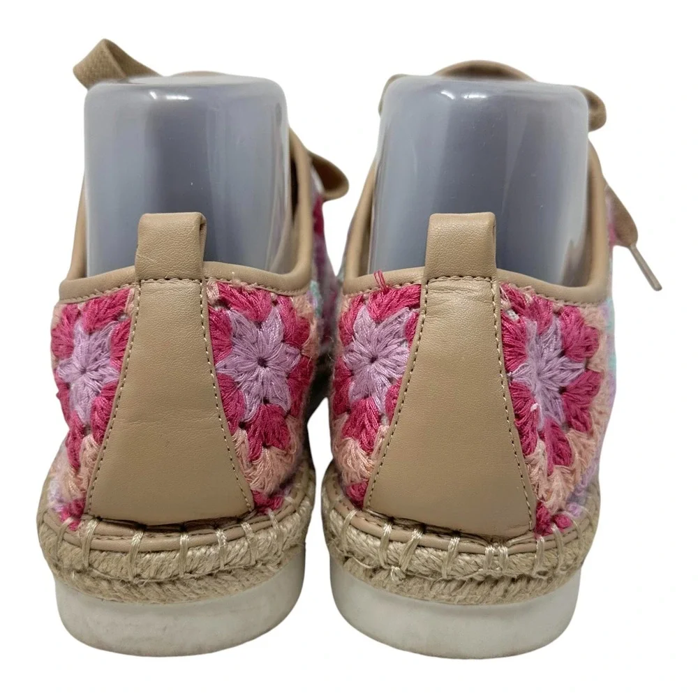 Espadrille Sneakers Womens Size 8M Pink Crochet Cottagecore Boho Whimsical Fairy
